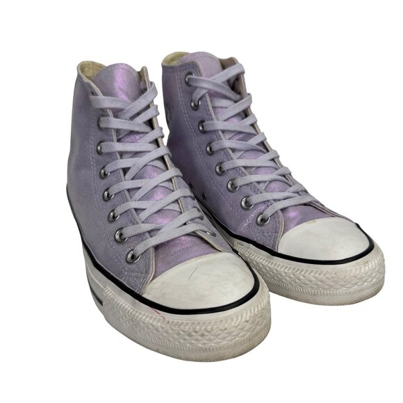 Converse All Star Womens High Top Sneakers Sz 8.5 Light Purple‎ Metallic Canvas - Picture 2 of 11